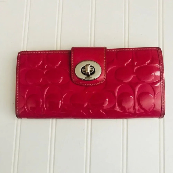Coach Red Embossed Wallet - Picture 3 of 7